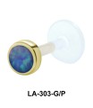 Turquoise Stone Bezel Set Labrets Push-in LA-303