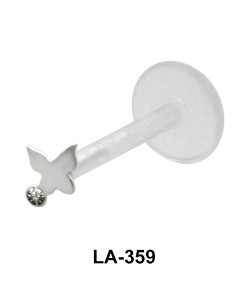 Butterfly With Rhinestone Labret Push-in LA-359