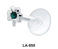 Stone Set Flower Shaped Silver Labrets LA-859