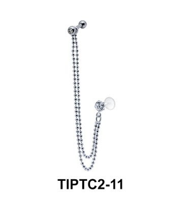 Stones Double Chained Tragus Piercing TIPTC2-11