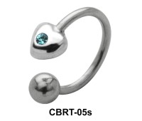 Stone Placed Heart Circular Barbells CBRT-05s