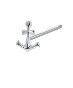 Anchor Shaped Silver Straight Nose Stud NSKA-851