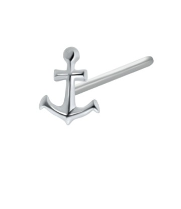 Anchor Shaped Silver Straight Nose Stud NSKA-851