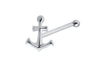 Anchor Shaped Silver Bone Nose Stud NSKD-851