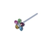 Beautiful Flower Silver Straight Nose Stud NSKA-1336