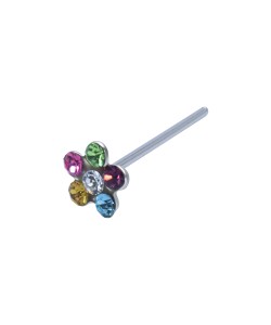 Beautiful Flower Silver Straight Nose Stud NSKA-1336