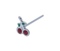 Cherry Silver Straight Nose Stud NSKA-1338