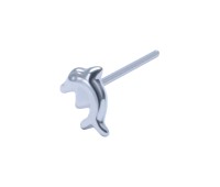 Dolphin Shaped Silver Straight Nose Stud NSKA-1346