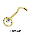 Ring in Stone Silver Curved Nose Stud NSKB-645