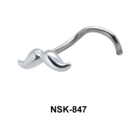 Mustache Shaped Curved Nose Stud NSKB-847