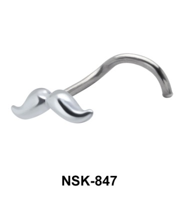 Mustache Shaped Curved Nose Stud NSKB-847