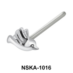 Bird Shaped Silver Straight Nose Stud NSKA-1016