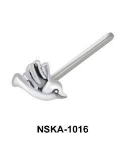 Bird Shaped Silver Straight Nose Stud NSKA-1016