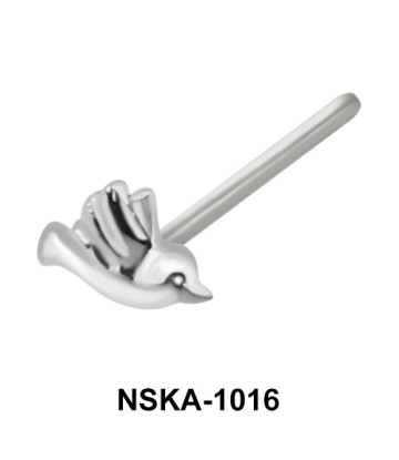 Bird Shaped Silver Straight Nose Stud NSKA-1016