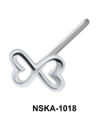 Hollow Butterfly Silver Straight Nose Stud NSKA-1018