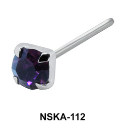 Round CZ Prong Set Silver Straight Nose Stud NSKA-112-4