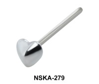 Heart Shaped Silver Straight Nose Stud NSKA-279