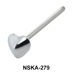 Heart Shaped Silver Straight Nose Stud NSKA-279