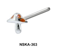Stone Mushroom Shaped Silver Straight Nose Stud NSKA-363