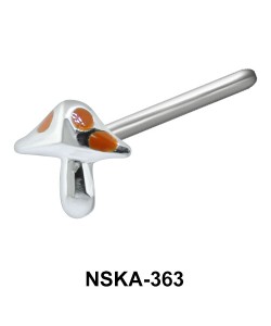 Stone Mushroom Shaped Silver Straight Nose Stud NSKA-363