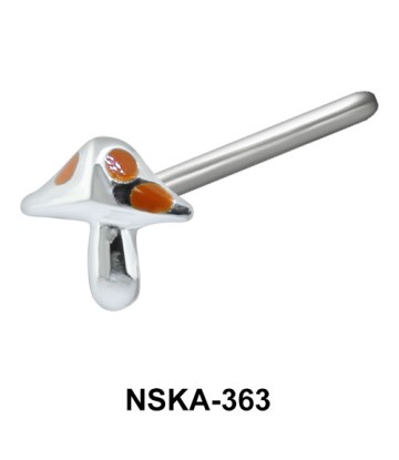 Stone Mushroom Shaped Silver Straight Nose Stud NSKA-363