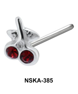 Cherries with Stone Silver Straight Nose Stud NSKA-385