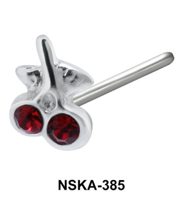 Cherries with Stone Silver Straight Nose Stud NSKA-385