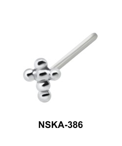 Ball Plus Shaped Silver Straight Nose Stud NSKA-386