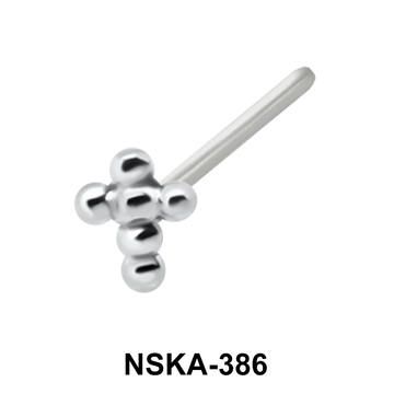 Ball Plus Shaped Silver Straight Nose Stud NSKA-386