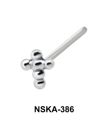 Ball Plus Shaped Silver Straight Nose Stud NSKA-386