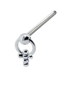 Ball Cross Silver Straight Nose Stud NSKA-441