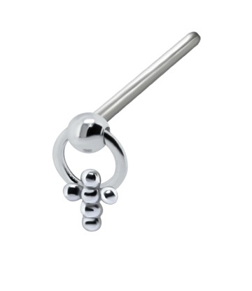 Ball Cross Silver Straight Nose Stud NSKA-441