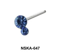 Dual Stones Silver Straight Nose Stud NSKA-647