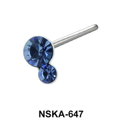 Dual Stones Silver Straight Nose Stud NSKA-647