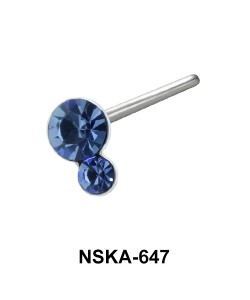 Dual Stones Silver Straight Nose Stud NSKA-647