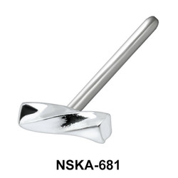 Log Shaped Silver Straight Nose Stud NSKA-681