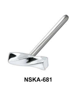 Log Shaped Silver Straight Nose Stud NSKA-681