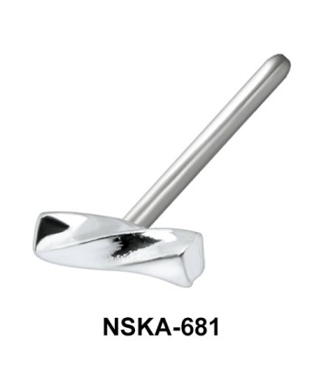 Log Shaped Silver Straight Nose Stud NSKA-681