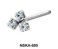 Stony Flower Shaped Silver Straight Nose Stud NSKA-689