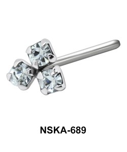 Stony Flower Shaped Silver Straight Nose Stud NSKA-689