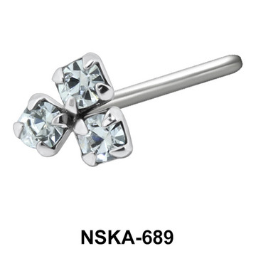 Stony Flower Shaped Silver Straight Nose Stud NSKA-689