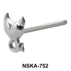 Wicked Heart Shaped Silver Straight Nose Stud NSKA-752