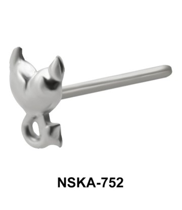 Wicked Heart Shaped Silver Straight Nose Stud NSKA-752