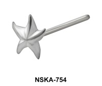 Star Fish Shaped Silver Straight Nose Stud NSKA-754