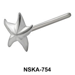 Star Fish Shaped Silver Straight Nose Stud NSKA-754