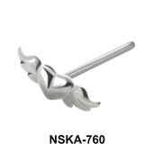 Winged Heart Shaped Silver Straight Nose Stud NSKA-760