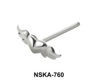 Winged Heart Shaped Silver Straight Nose Stud NSKA-760