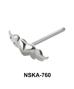 Winged Heart Shaped Silver Straight Nose Stud NSKA-760