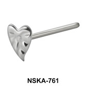 Leaf Shaped Silver Straight Nose Stud NSKA-761