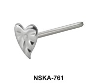 Leaf Shaped Silver Straight Nose Stud NSKA-761